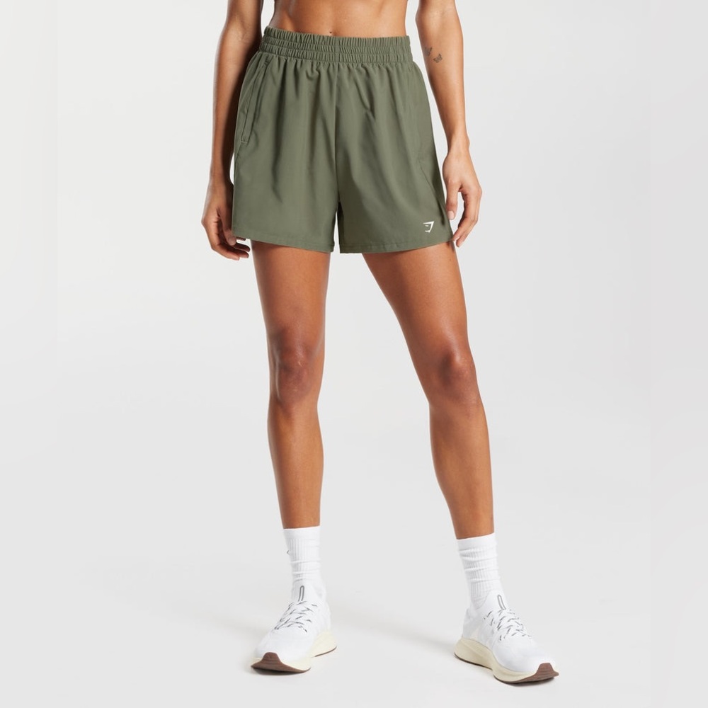 Gymshark Medium M Dusty Olive WOVEN POCKET SHORTS New without tags Green workout